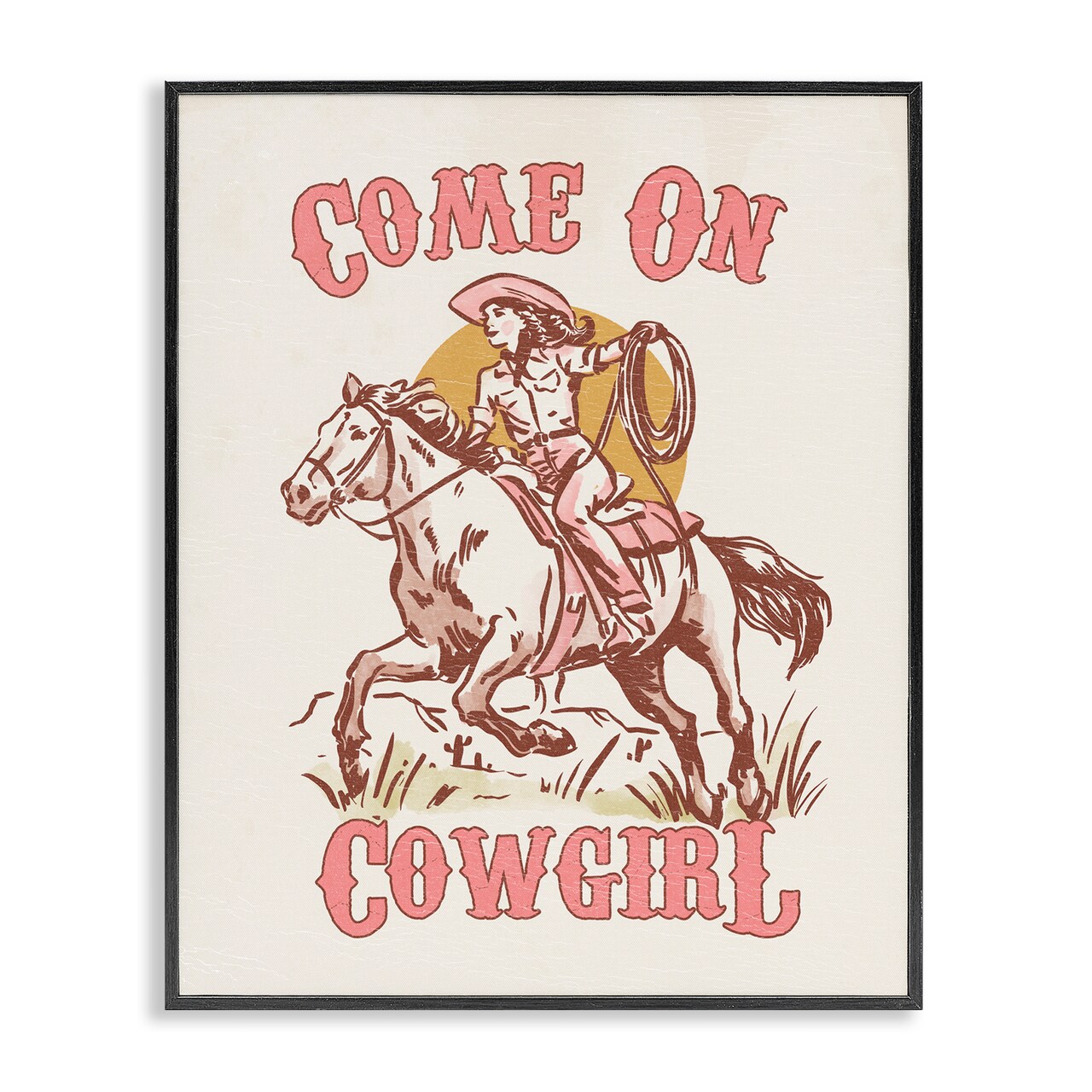 Stupell Industries Pastel Come On Cowgirl Framed Giclee Wall Art Design by Victoria Barnes